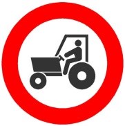 Señal R-111: Entrada prohibida a vehículos agrícolas de motor