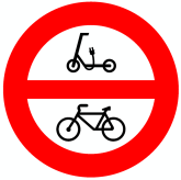 Señal R-119: Entrada prohibida a ciclos y a vehículos de movilidad personal
