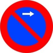 Señal R-308g: Estacionamiento prohibido hacia el lado de la señal indicado por la flecha