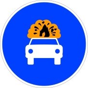 Señal R-416: Calzada obligatoria para vehículos que transporten mercancías explosivas e inflamables