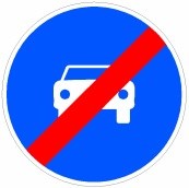 Señal R-507: Fin de calzada obligatoria para automóviles, excepto motocicletas de dos ruedas.