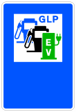 Señal S-105f: Surtidor de carburante, GLP y estación de recarga eléctrica