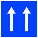 Señal S-11a: Calzada de dos carriles de sentido único