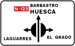 Señal S-201: Preseñalización de glorieta partida desde la calzada principal