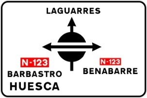 Señal S-202: Preseñalización de glorieta partida desde las calzadas secundarias
