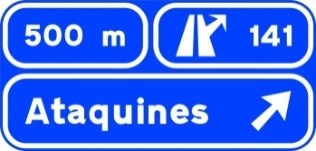 Señal S-225: Preseñalización, con cartel lateral, en autopista o autovía hacia cualquier tipo de carretera