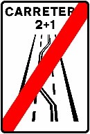 Señal S-2c: Fin de carretera 2+1