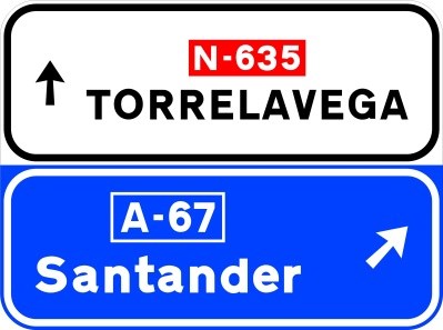 Señal S-349a: Señalización de salida inmediata, con cartel lateral, en carretera convencional o carretera multicarril hacia autopista o autovía y dirección propia