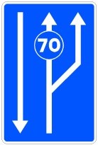 Señal S-50b: Carriles reservados en función de la velocidad señalizada