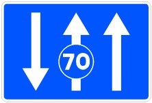 Señal S-50d: Carriles reservados en función de la velocidad señalizada