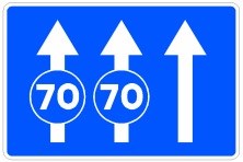 Señal S-50e: Carriles reservados en función de la velocidad señalizada