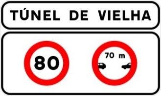 Señal S-532: Localización de túnel en carretera convencional o carretera multicarril con información sobre las obligaciones específicas de circulación dentro del mismo