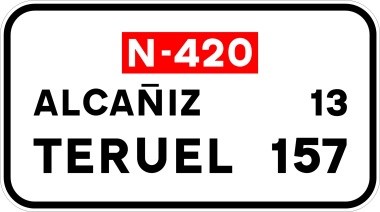 Señal S-600: Confirmación de poblaciones en un itinerario por carretera convencional o carretera multicarril
