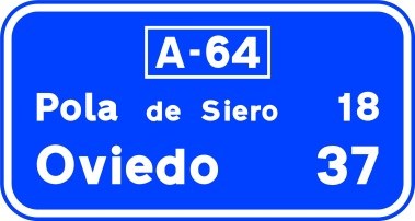 Señal S-602: Confirmación de poblaciones en un itinerario por autopista o autovía