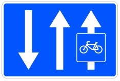 Señal S-65b: Vía reservada para ciclos adosada a calzada de doble sentido de circulación