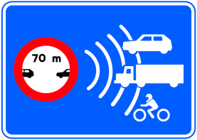 Señal S-991f: Control de separación mínima en autopista o autovía