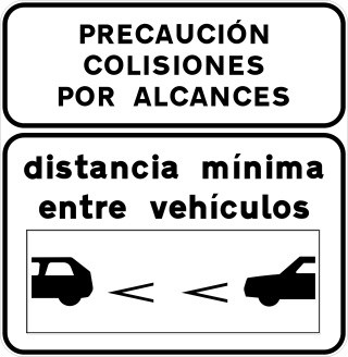 Señal S-992a: Señal informativa de la distancia mínima entre vehículos en carretera convencional o carretera multicarril