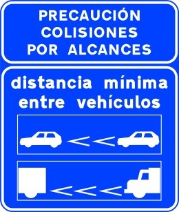 Señal S-992d: Señal informativa de la distancia mínima entre vehículos dentro de un túnel en autopista o autovía
