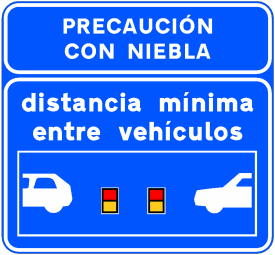 Señal S-992e: Señal informativa de la distancia mínima entre vehículos indicada mediante balizas luminosas