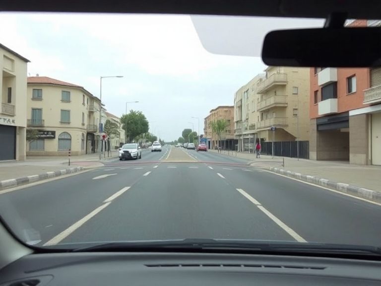 Calle urbana con dos carriles en el mismo sentido