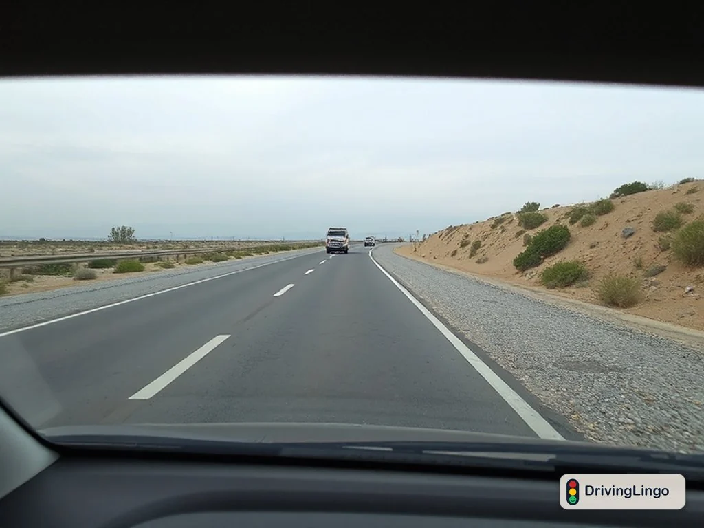 Gravel shoulder beside a road