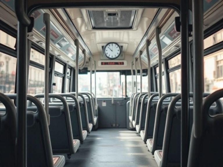 Interior vacío de un autobús urbano