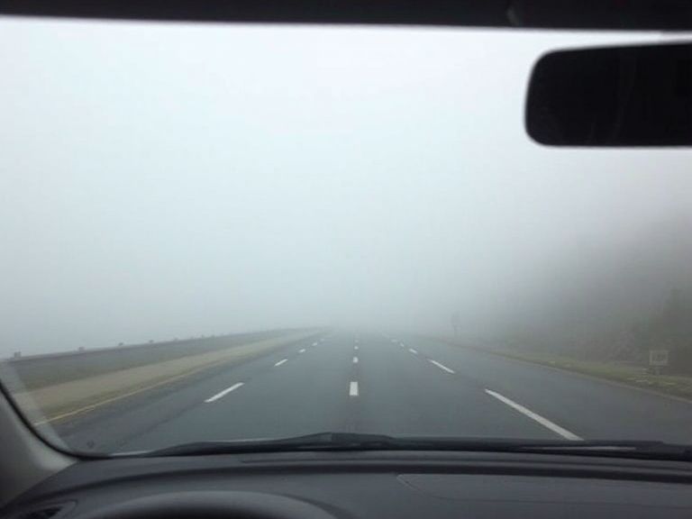 Carretera con niebla densa