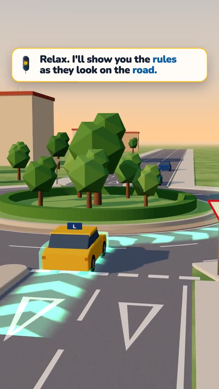 Lito, the DrivingLingo tutor, explaining a road sign